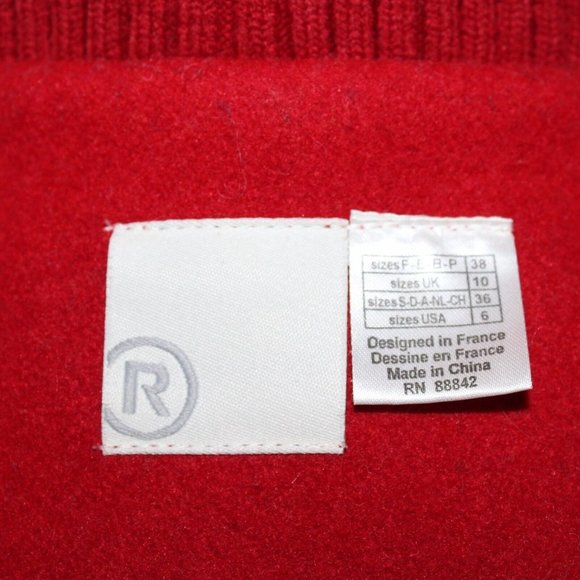 La Redoute US 6 UK 10 Red Belted Wool Blend Full Zip Snaps Knit Collar Coat - Picture 6 of 11